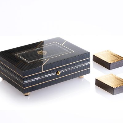 gold playing cards box
